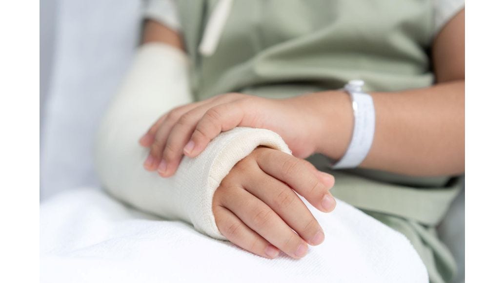 person's arm in a cast